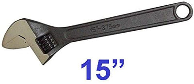 15" Professional Strength Black Wrench With Adjustable Jaw