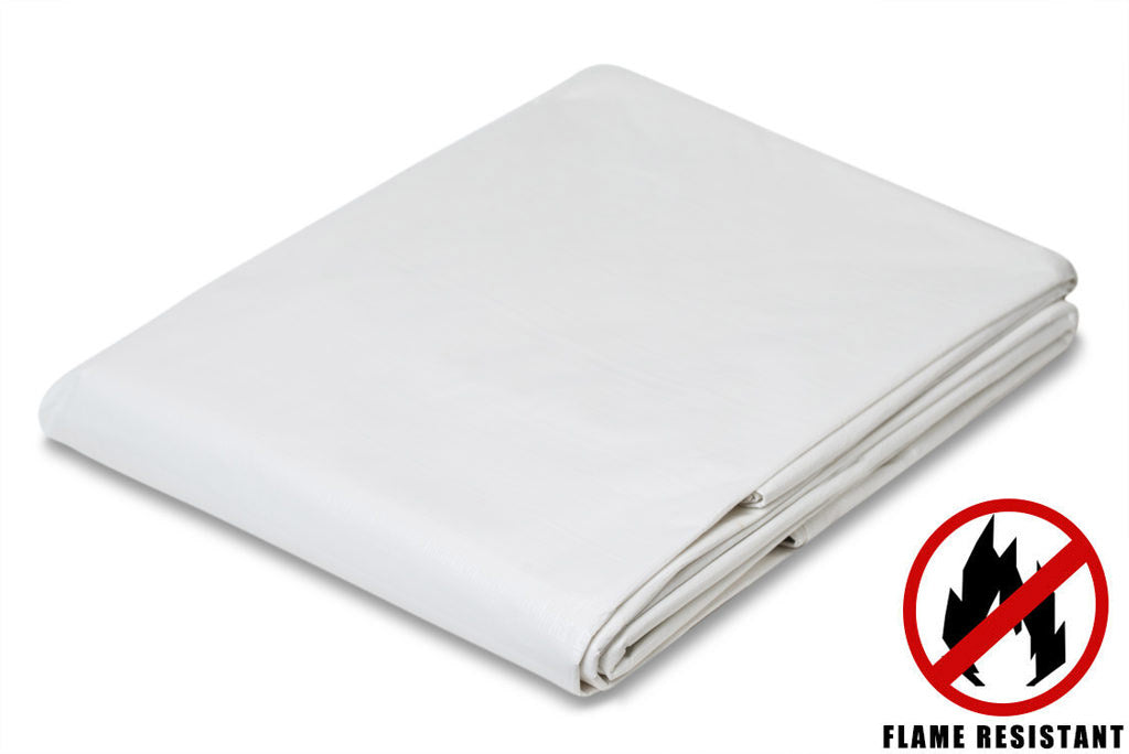 fire retardant tarps Certified Flame Retardant HD White Tarp Canopy 3ply Tarp Fire Retardant 12mil 7'x20'