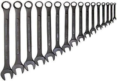Black Oxide Raised Panel Combo Wrench Sets 16pc SAE Set