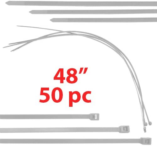 (White)50 Pack Huge 4 Foot Cable Tie Ziptie 48" Wire Zip