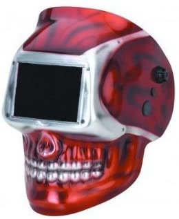 DARK RED SKULL SHAPED WELDING HELMET