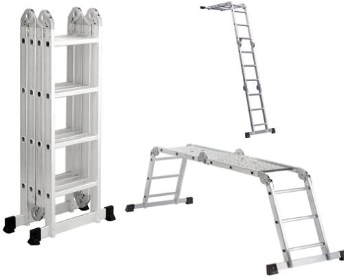 15.5' ALUMINUM FOLDING LADDER W/ 2 PLATFORMS