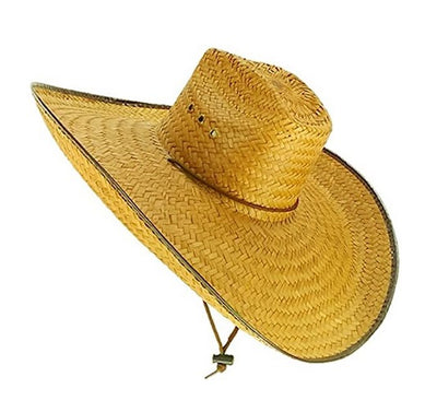 Double Weaved Ranch Style Hat Universal Fit Wide Brim Straw Hat