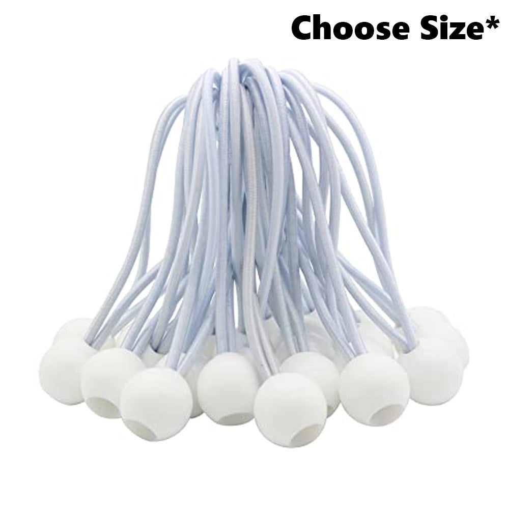 Premium Ball Bungees (50 PACK) Elastic Canopy Straps White
