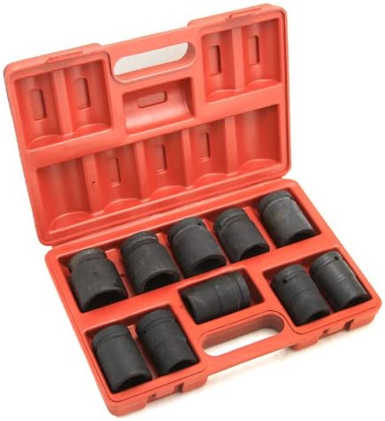 10PC 1" (MM) SHALLOW IMPACT SOCKET SET CrV