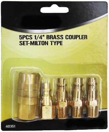 5PC BRASS PLATED MILTON TYPE QUICK COUPLER EST