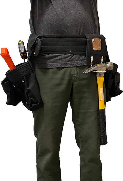 VOYAGER TOOLS 3" X 52" WORK BELT DOUBLE POUCH BLACK