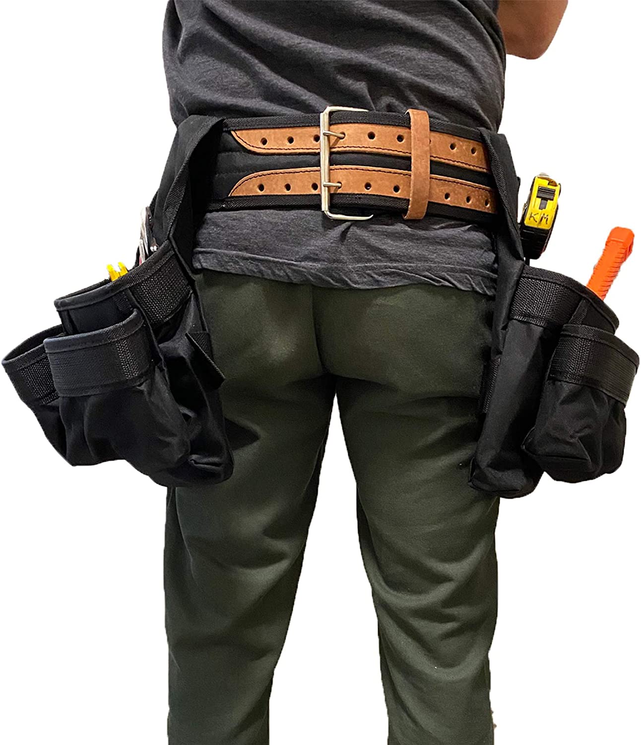 VOYAGER TOOLS 3" X 52" WORK BELT DOUBLE POUCH BLACK