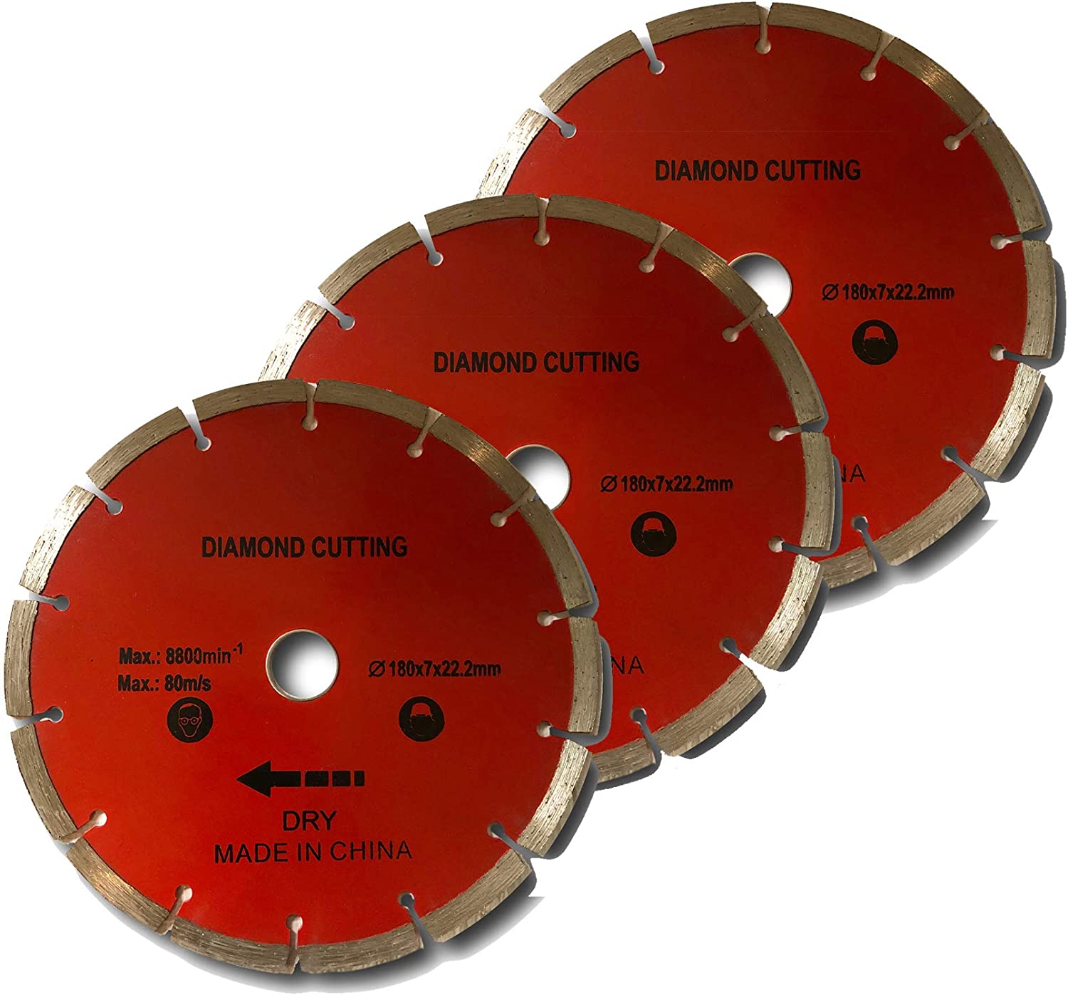 7" Diamond Blade Dry Cutting Disc Masonry Max 80 m/s (Pack of 3)