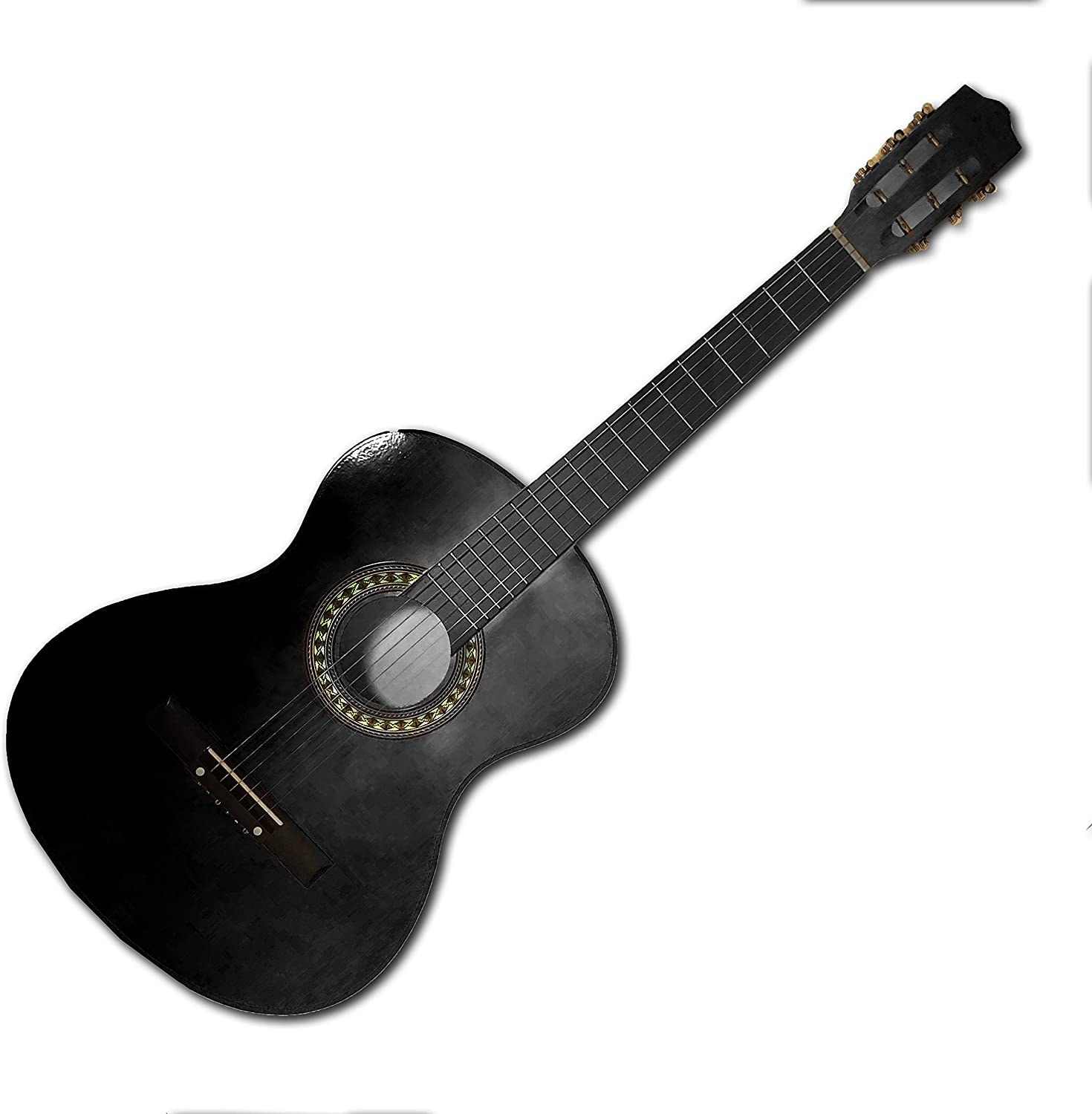 Acoustic Guitar 38" Primed And Glazed Wood Beginner Kit Guitar 6 String (Black)