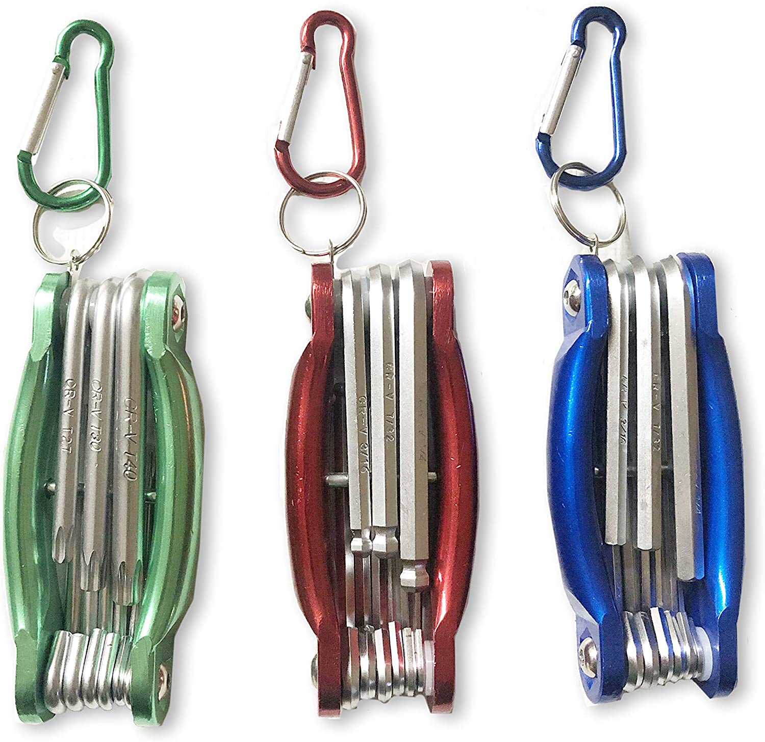 Voyager Tools Folding Pocket Hex Key Wrench Set (Hex, Torx, Ball-End) w/ Keychain