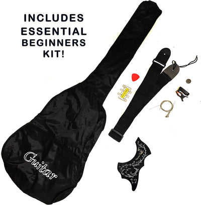 Acoustic Guitar 38" Primed And Glazed Wood Beginner Kit Guitar 6 String (Coffee)