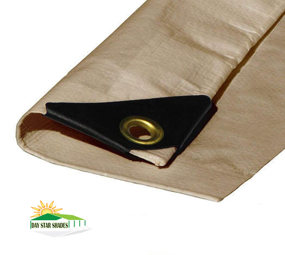EXTRA Heavy Duty 12 mil BEIGE Tarp 3 Ply Coated Reinforced Canopy 3 Layer