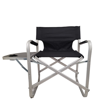 Voyager Tools Short Wide Body Chair Folding Light Weight Aluminum Frame with Large Folding Tray and Removable Storage pouch Travel Chair