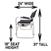 Voyager Tools Short Wide Body Chair Folding Light Weight Aluminum Frame with Large Folding Tray and Removable Storage pouch Travel Chair