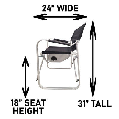 Voyager Tools Short Wide Body Chair Folding Light Weight Aluminum Frame with Large Folding Tray and Removable Storage pouch Travel Chair
