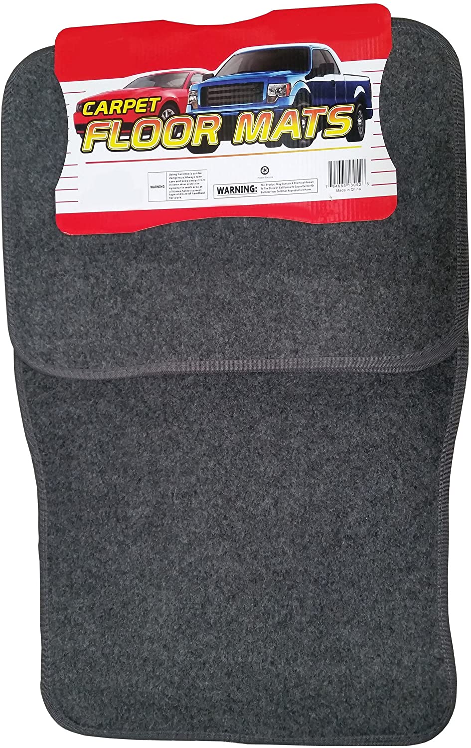 Voyager Tools 4PC Deluxe Carpet Mats Universal Fit Car Floor Mats (Grey)
