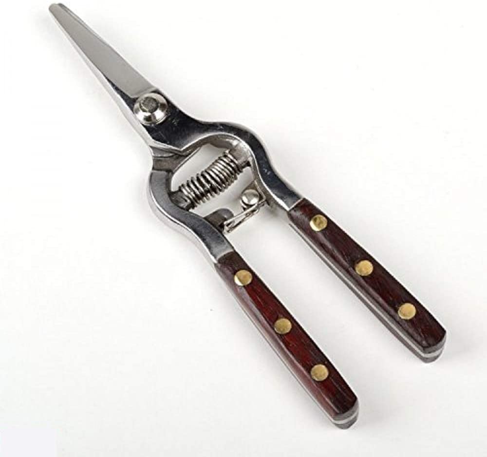 Voyager Tools Quick Cut 8" Pruning Shear Spring Loaded Wood Handle Grape Pruning Shear