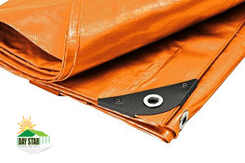 DAY STAR SHADES Extra Heavy Duty 12 mil ORANGE Tarp 3 Ply Coated Reinforced Canopy 3 Layer 20x30